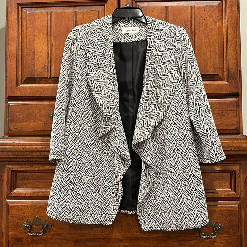 Calvin Klein Open Front Blazer Jacket Size 14 Petite 14P